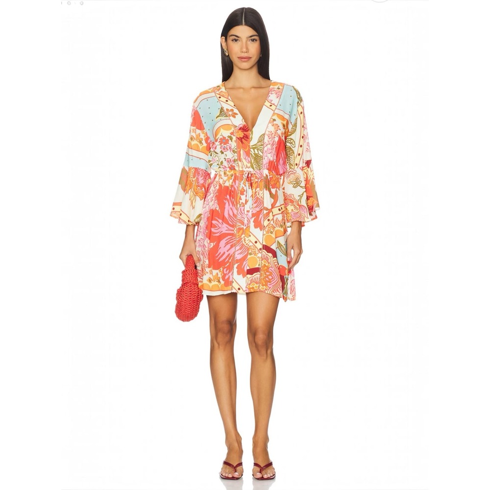 Maaji Mixed Print Floral Mini Dress Boho Maximalist Revolve Resortwear NWT Small
